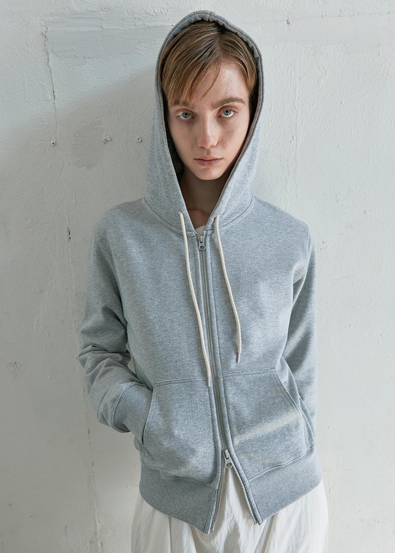 CLASSIC LOGO ZIP HOODIE IN MELANGE GREY