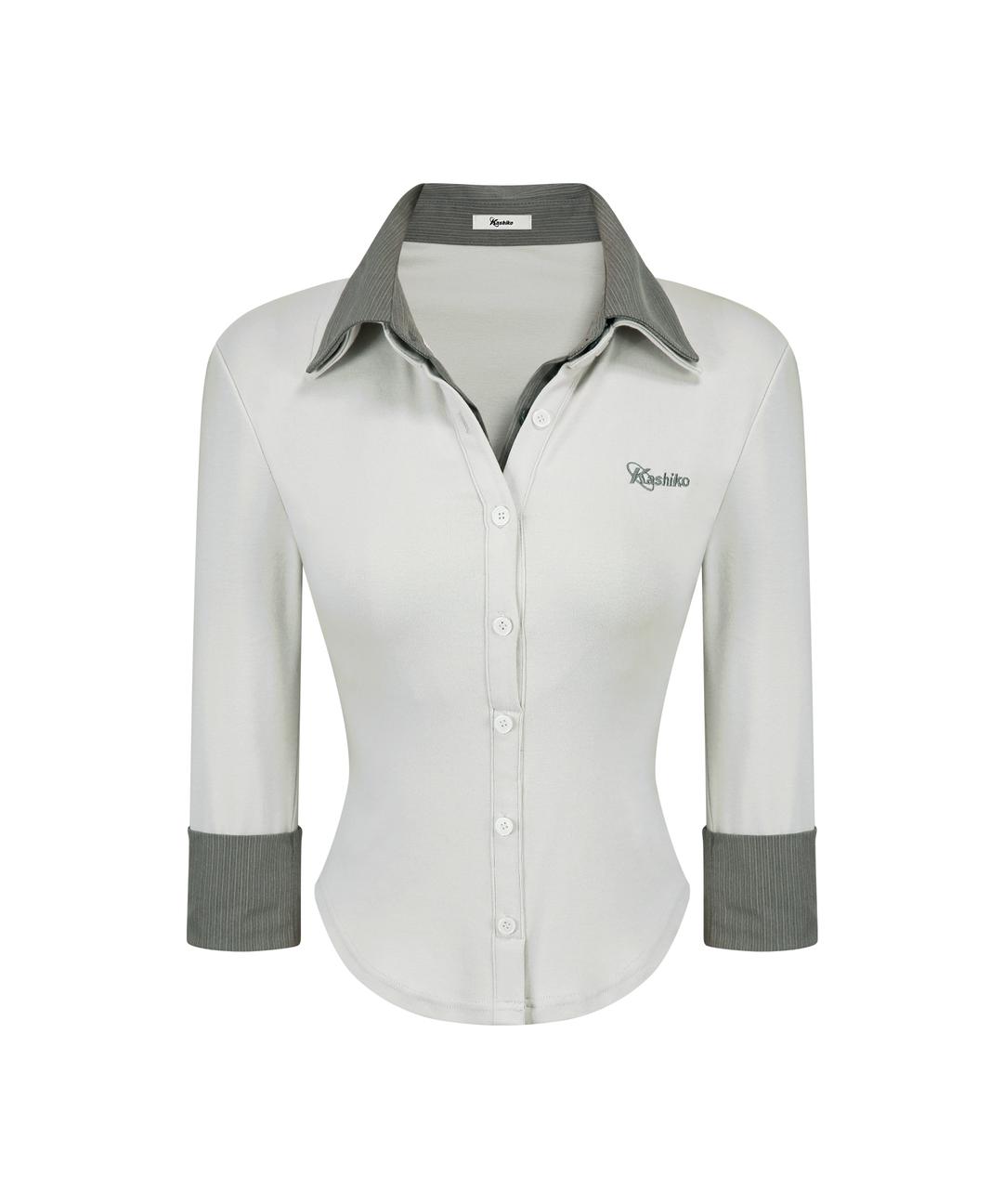 Double Collar Slim Shirts Light Gray