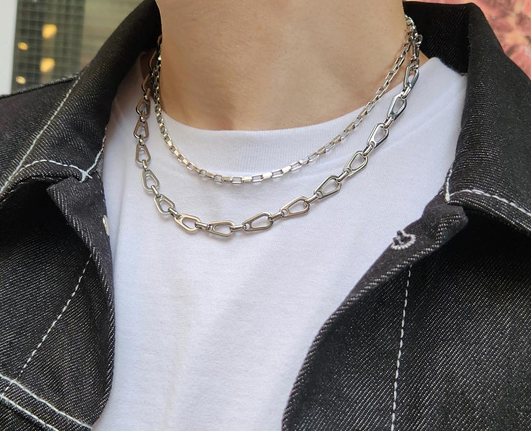 써지컬스틸 느낌표 체인 목걸이 _ 실버