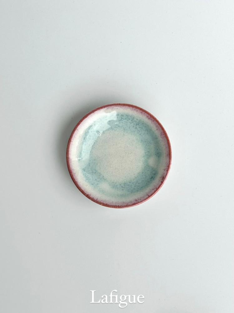 핑크 블루 원형 미니 접시 소스 종지