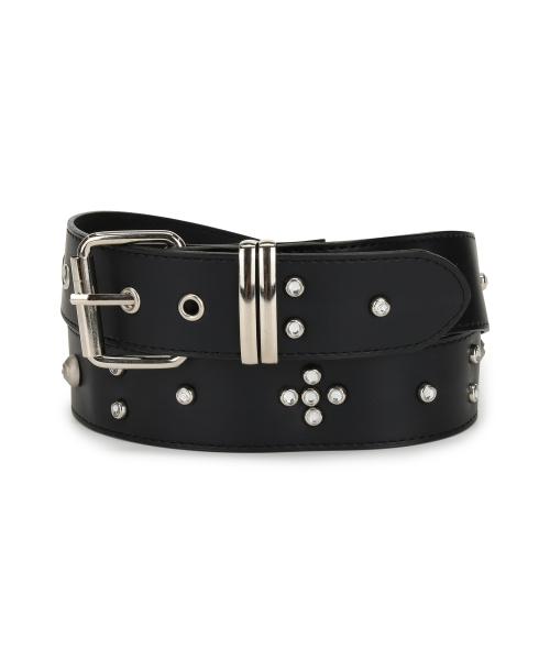 SYMBOL STUD LEATHER BELT_BK