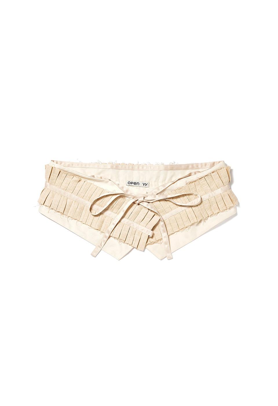 [3/20 DELIVERY] PLEATS LAYERED POUCH BELT, BEIGE