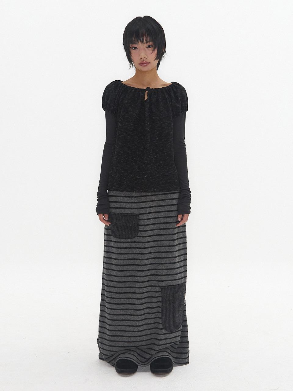 UNBALANCED POCKET MAXI SKIRT GREY