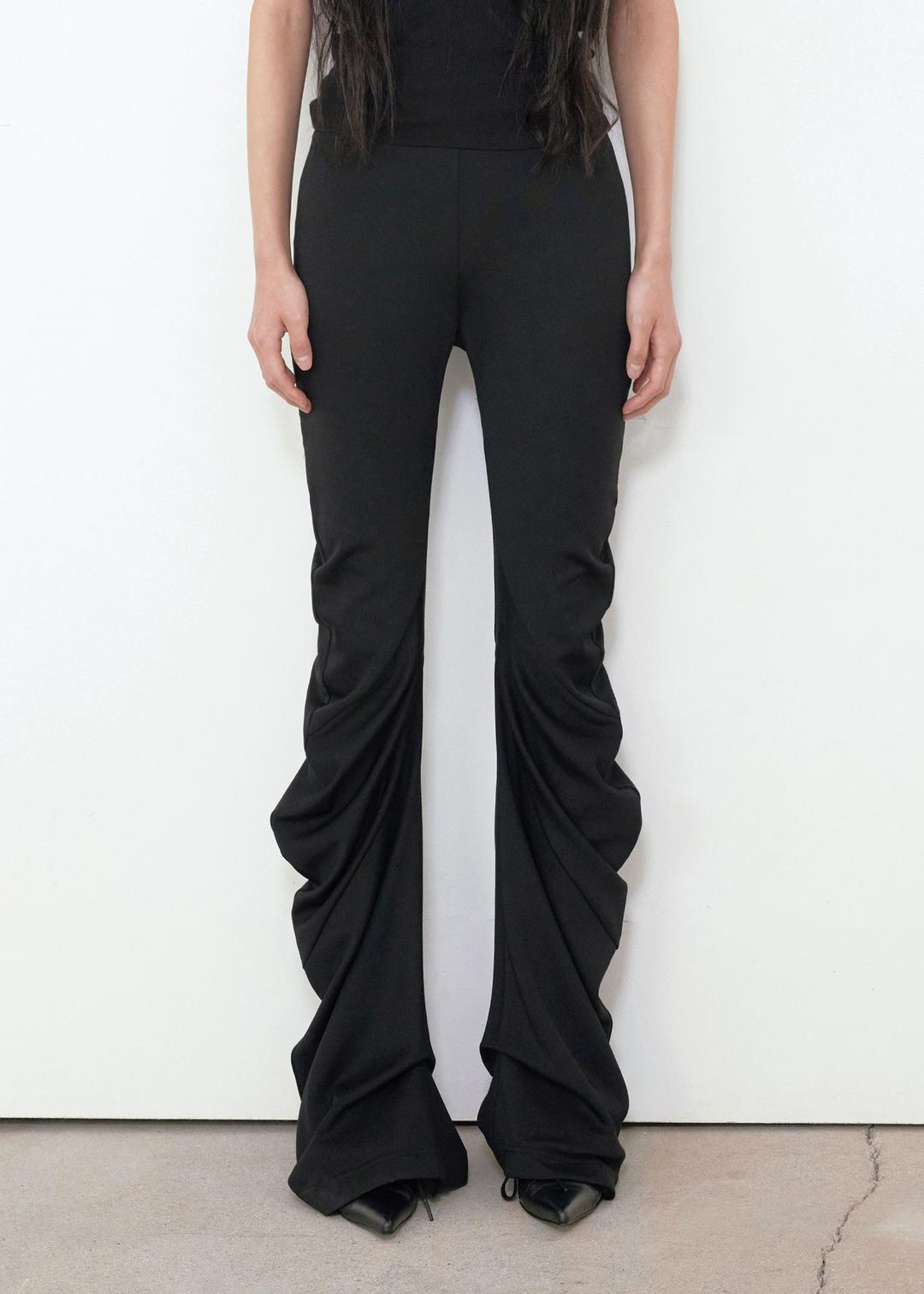 MESSY DRAPE LEGGINGS, BLACK