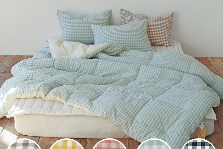 깅엄 체크 광목 사계절 알러지케어 차렵이불 5colors (SS/Q)