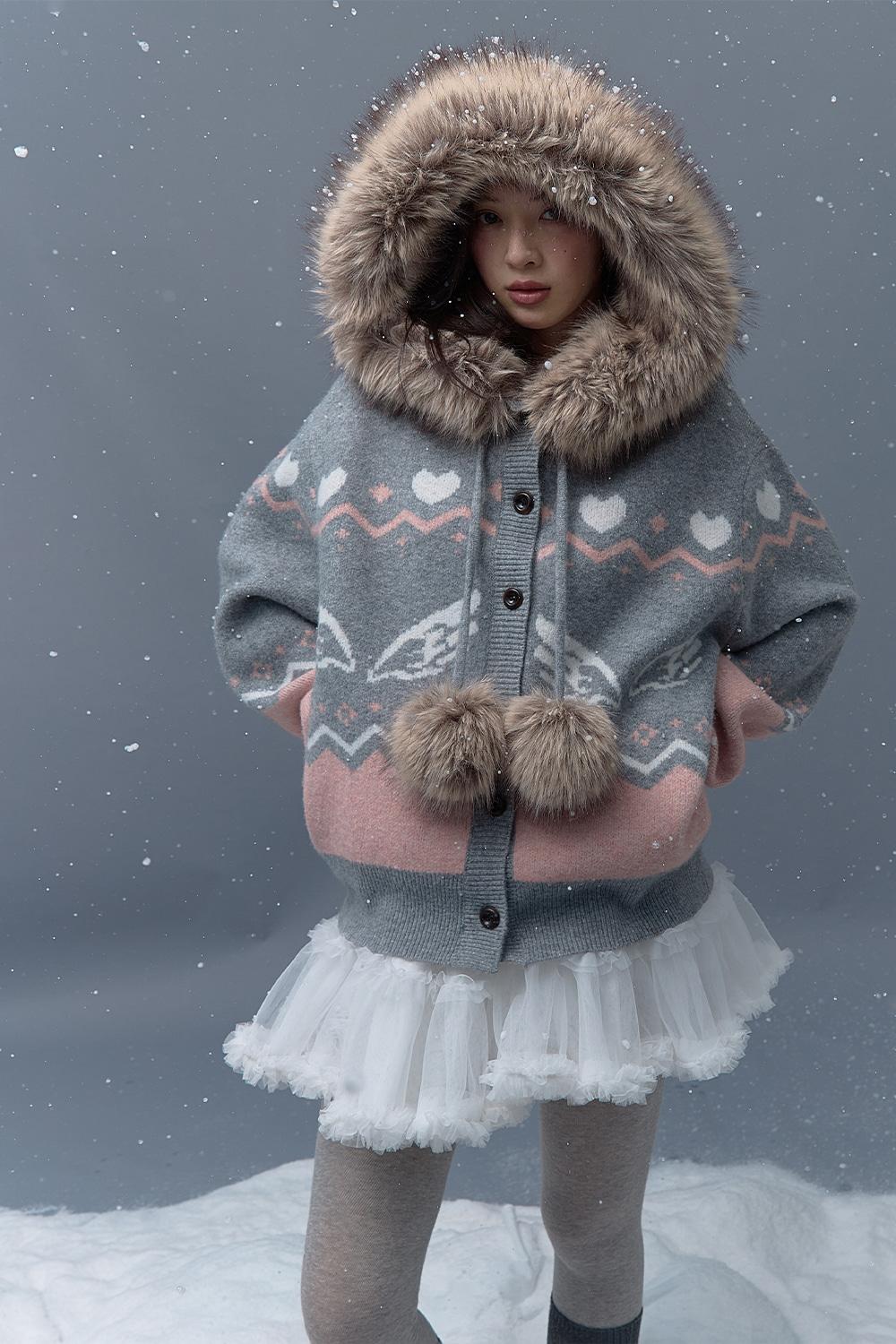 ANGEL JACQUARD FUR ZIP-UP HOODIE_TT5W306GY