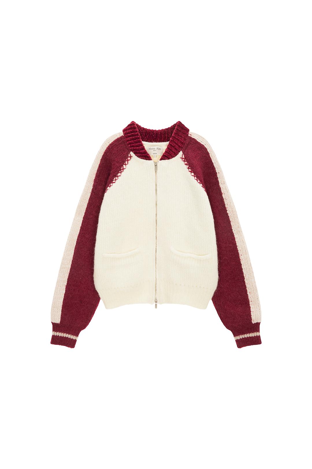 RAGLAN BACK LOGO KNIT ZIP UP FOR MEN IN IVORY