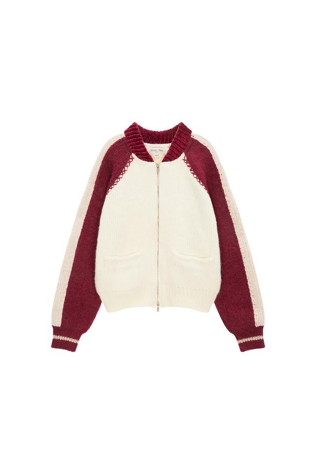 RAGLAN BACK LOGO KNIT ZIP UP FOR MEN IN IVORY