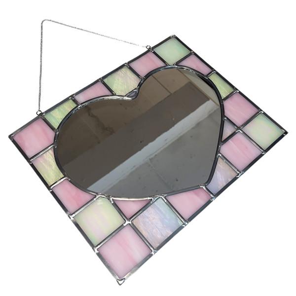 (9ine to 6ix) Glass Checkerboard Heart Mirror