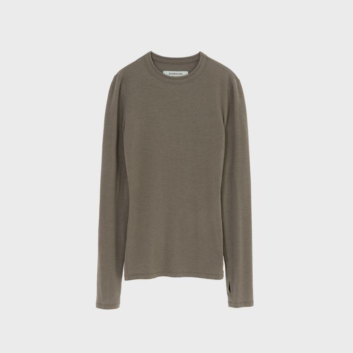 W Seethrough Long Sleeve, Brown