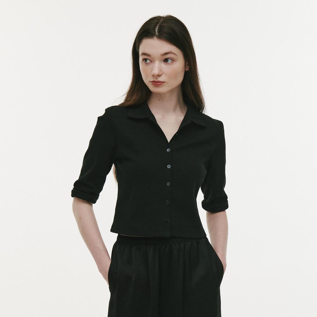 Ribbed jersey cardigan (black)