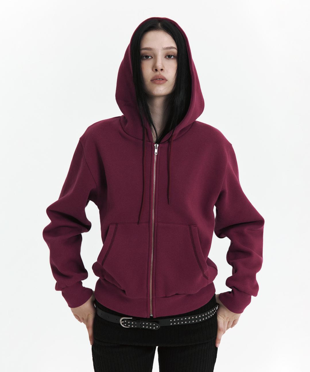 C VELVET LOGO FLEECE ZIP-UP HOODIE_PURPLE