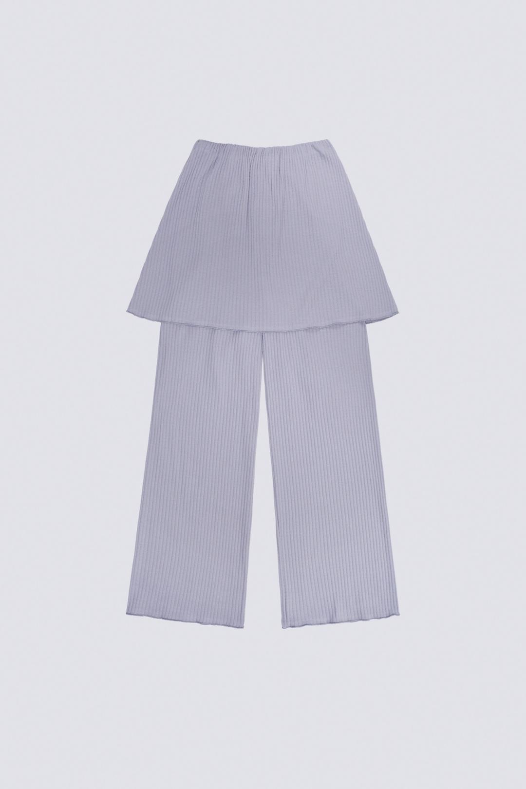 Recycle punched skirt pants, Blue