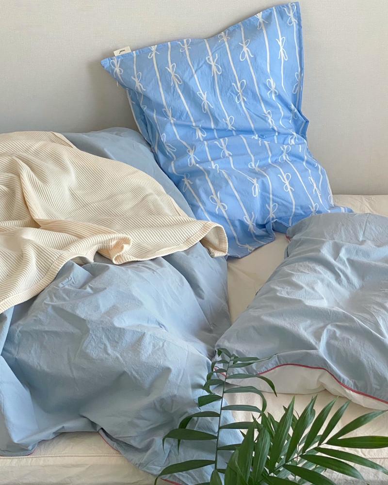 Pastel Ribbon/ 파스텔 리본 60수 고밀도 바이오워싱 순면 베개 커버