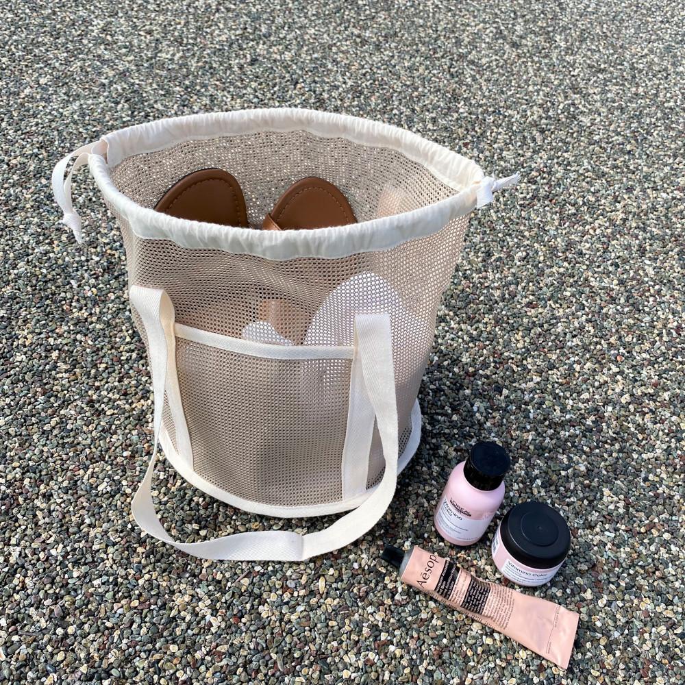 메쉬 그물 복조리 비치가방 수영장가방 물놀이가방 모레놀이 토트 숄더백