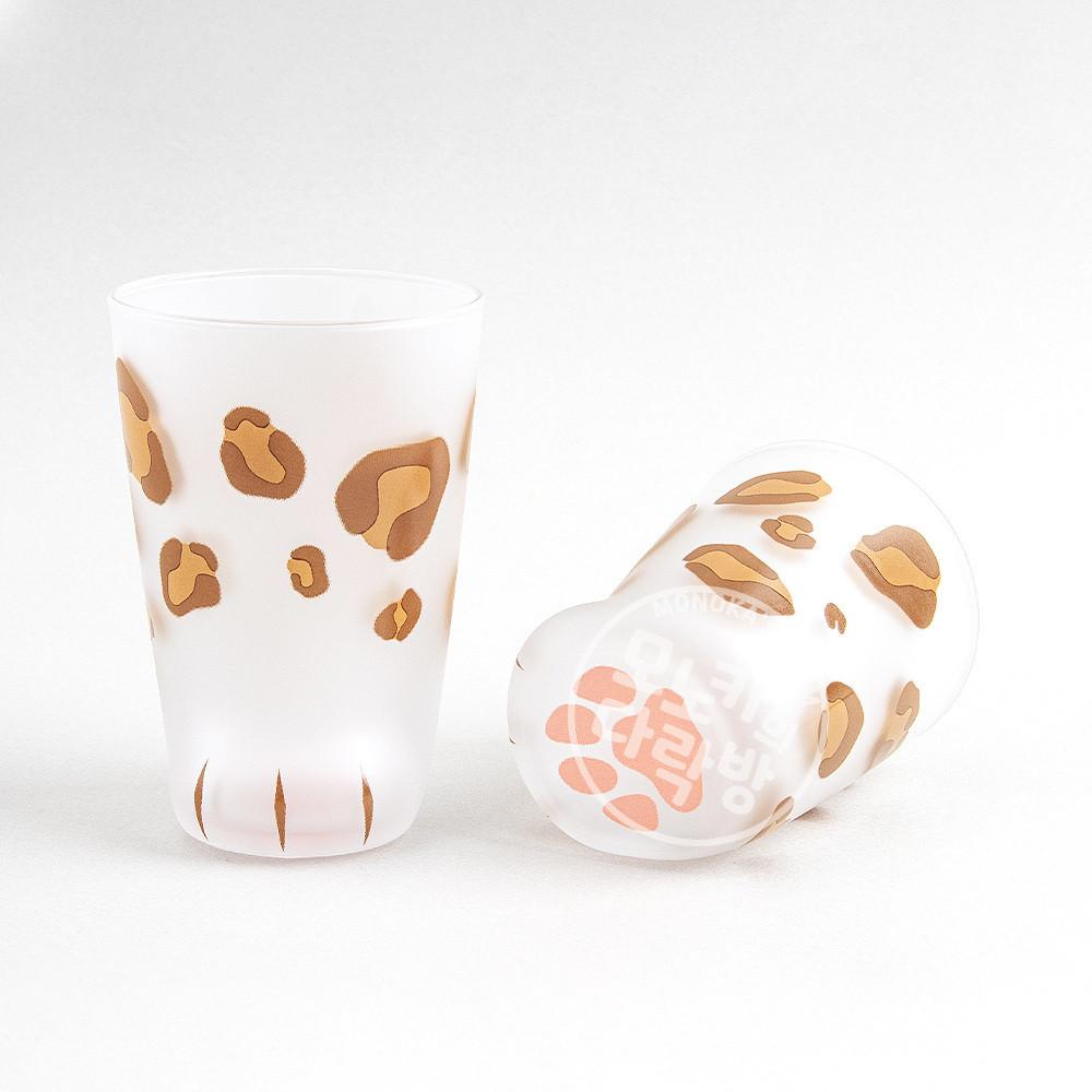 [코코네코] 아기 표범냥 고양이발컵 유리컵 냥발컵