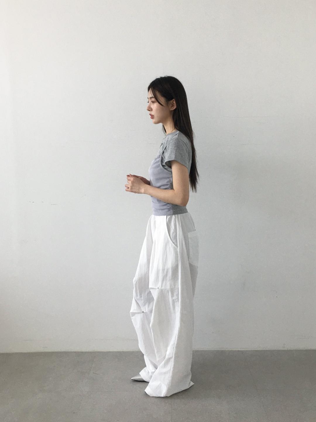 노비야카 Rivet pintuck nylon pt (white, black)