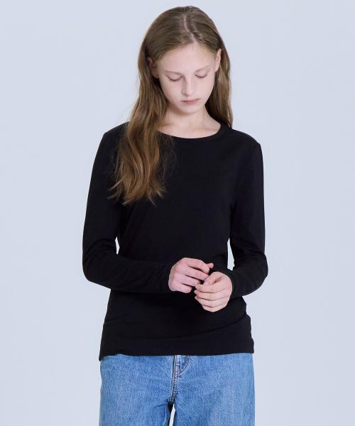 여성 슬림핏 스판 긴팔티셔츠 블랙 LATS0208