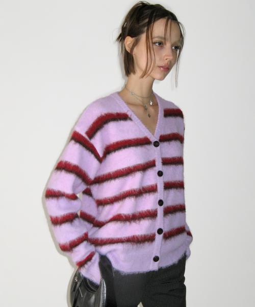 Hairy Overfit Cardigan, PURPLE
