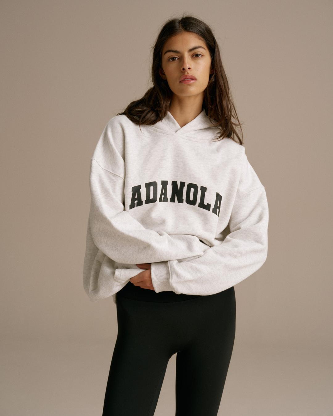 Varsity Oversized Hoodie - Light Grey Melange/Black - XXS