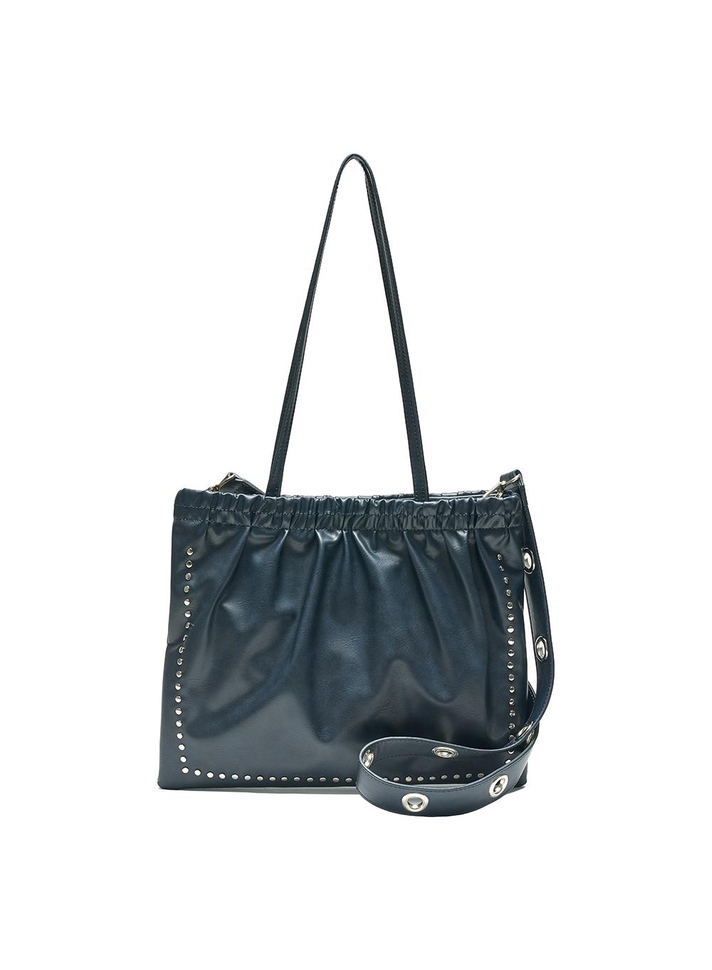 [WOMEN] 2WAY STUDED SHIRRING FLAT BAG_NAVY