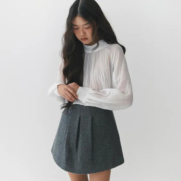 Petal Flip Tie Blouse_ivory