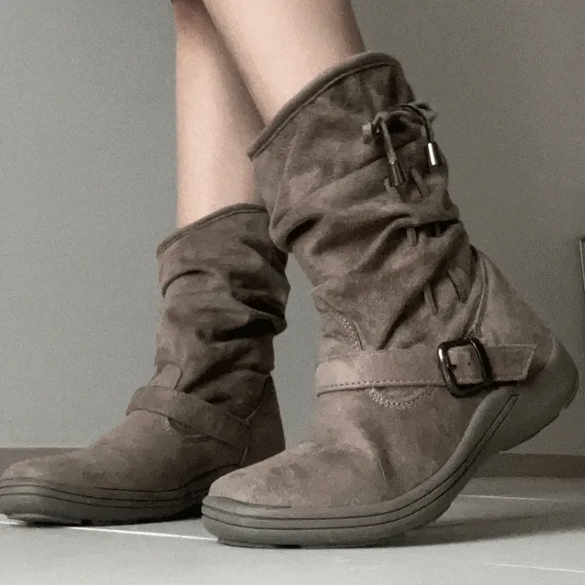 [최저가 인기🔥] 링클 스웨이드 퍼 부츠 Linkle suede fur boots