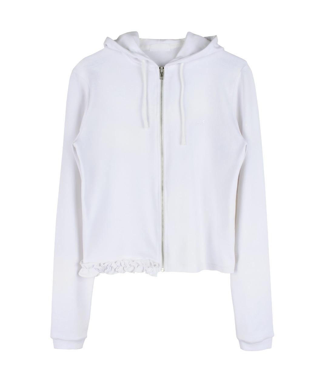 KIT FRILL SOFT HOODIE ZIP-UP (WHITE)