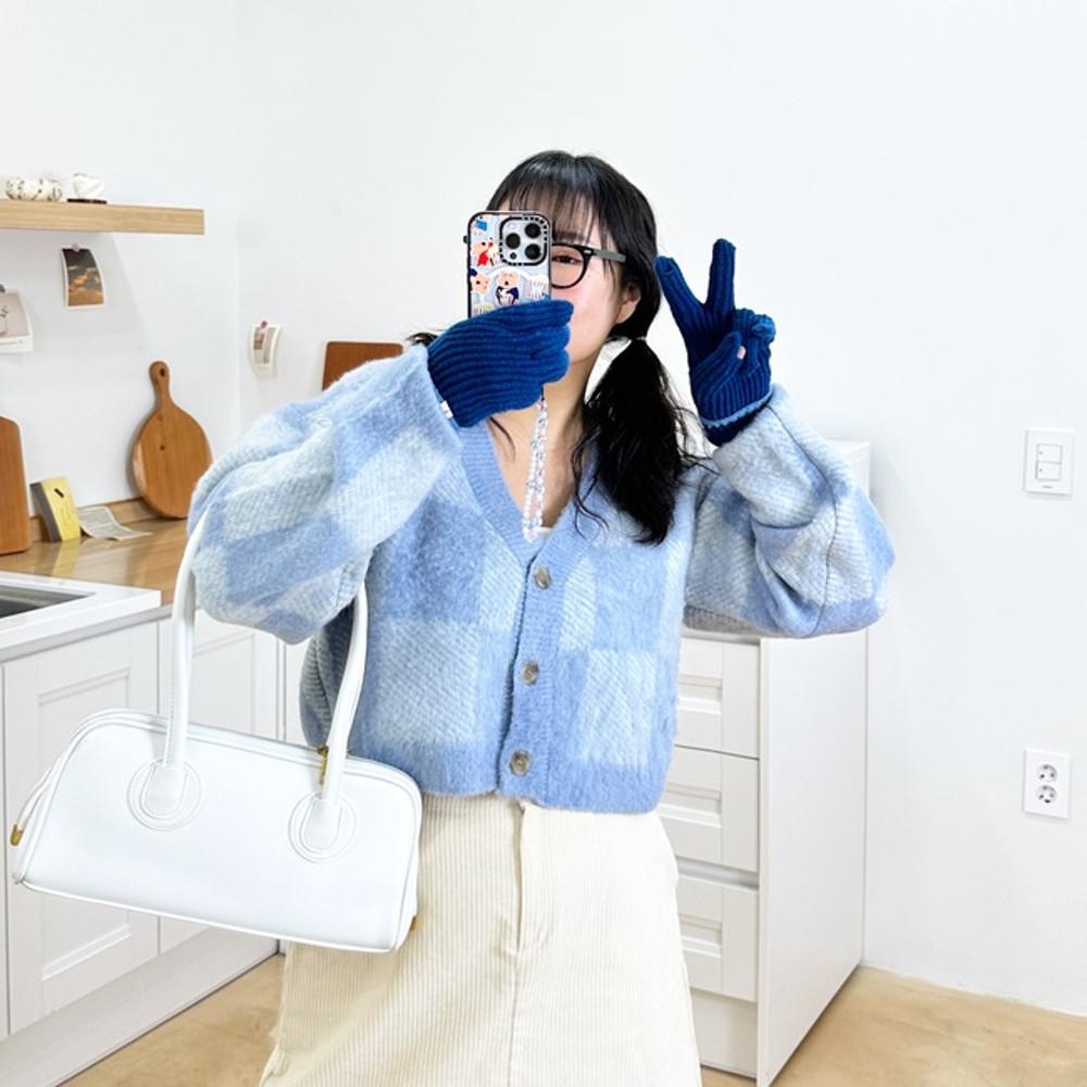 혜인 체크 브러쉬 가디건 [빅사이즈 55~88]