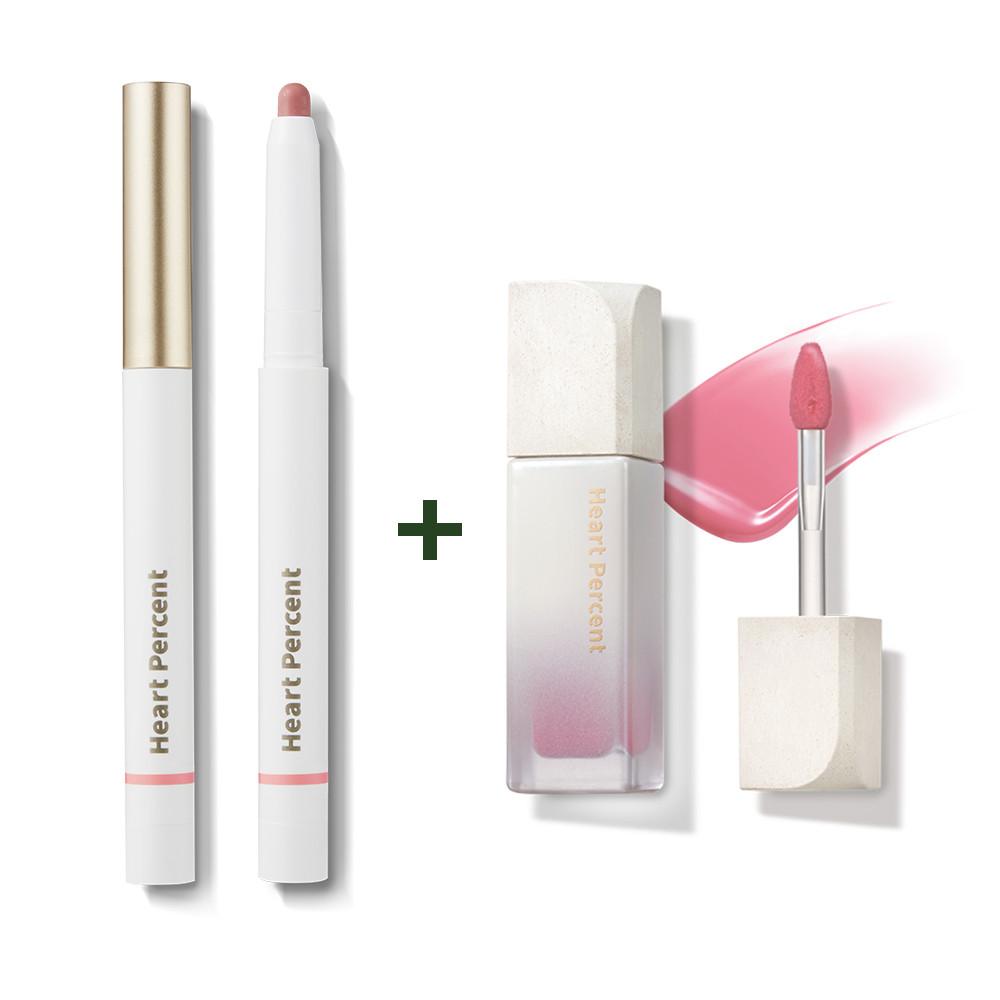 하트퍼센트 도트 온 무드 퓨어 글로우 틴트+ 립펜슬 세트