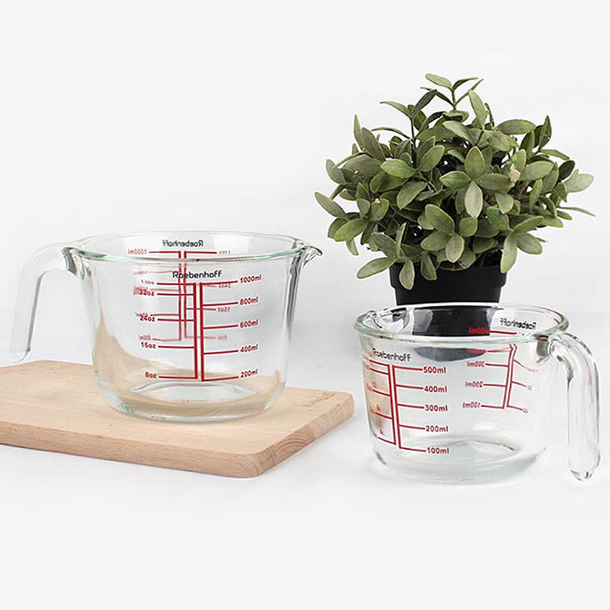 [정품] 레벤호프 파이렉 내열강화유리 눈금 계량컵 500ml, 1000m