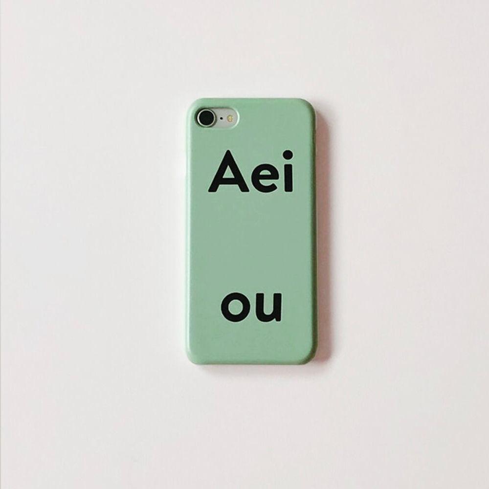 Aeiou Phone case  Pale blue green