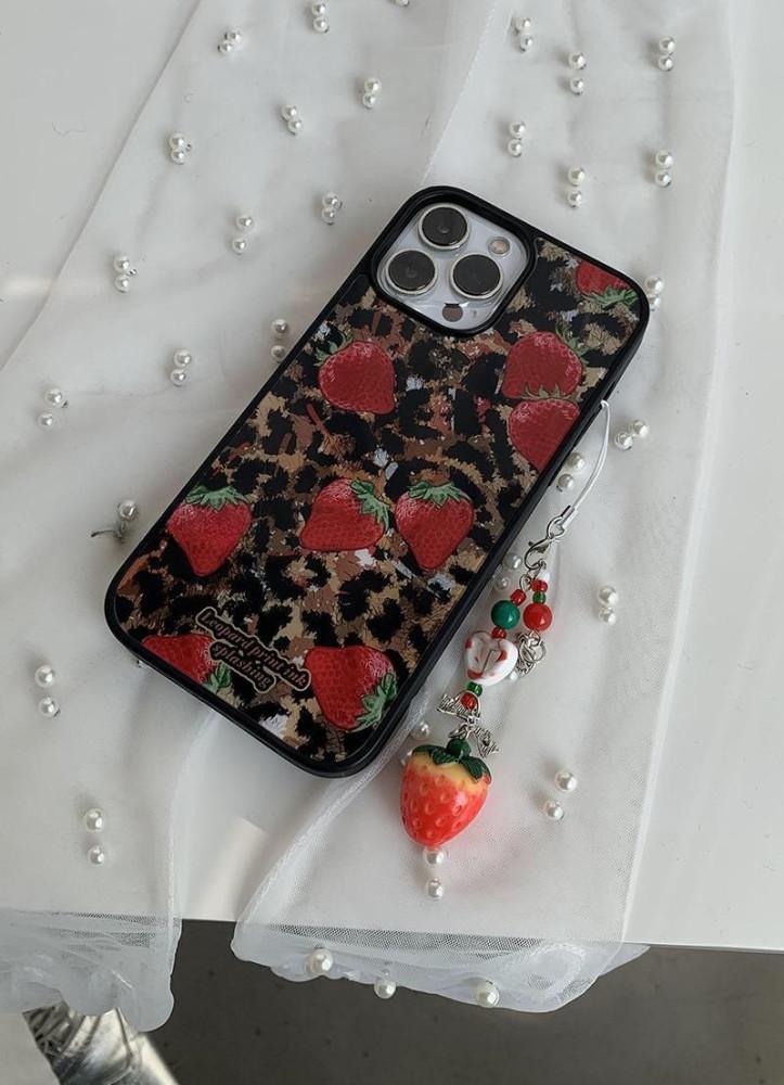 수심 Leopard Berry Case 레오파드 베리 아이폰 케이스 딸기 러블리 유니크 폰 : 수심