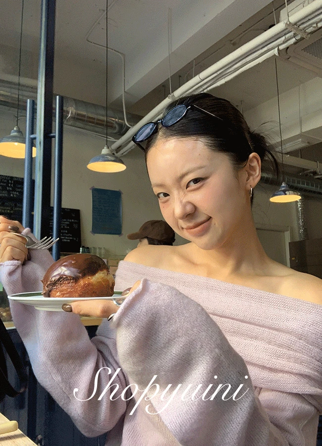 [캐시미어] Blush off-shoulder knit (3color)