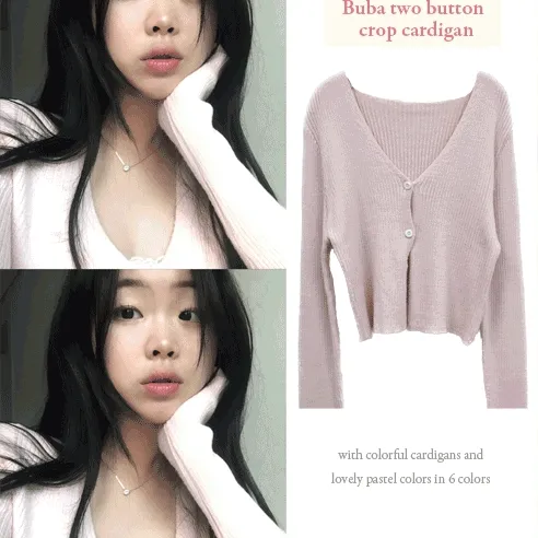 당일발송🚛 (1+1)레이어드강추💓 6ol 부바 투버튼 크롭 가디건