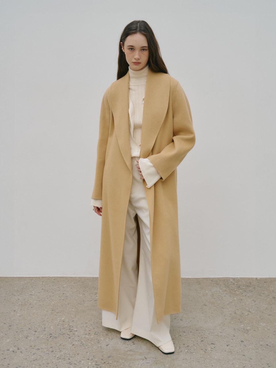 [REFURB] SENNE Cashmere Shawl Collar Handmade Coat_Creamy Camel