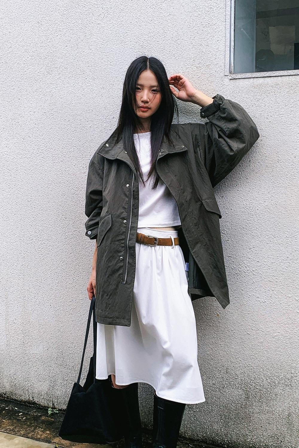 [10월15일 순차출고 예정] (woman) 스탠 하이넥 하프 야상_Khaki