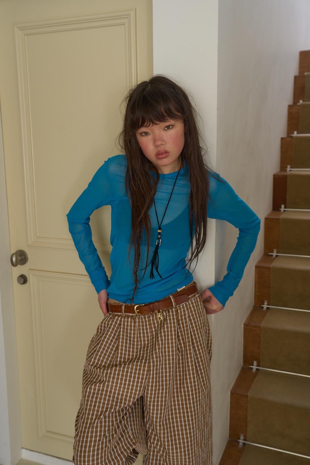 Screen Net Color T-Shirt / Blue