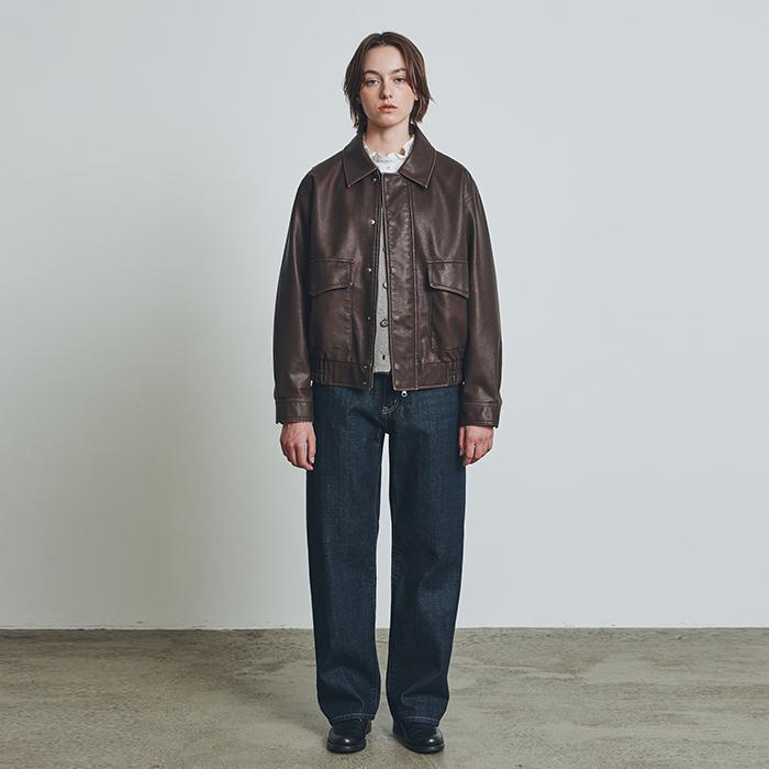 vegan leather a-2 jacket(womens) brown