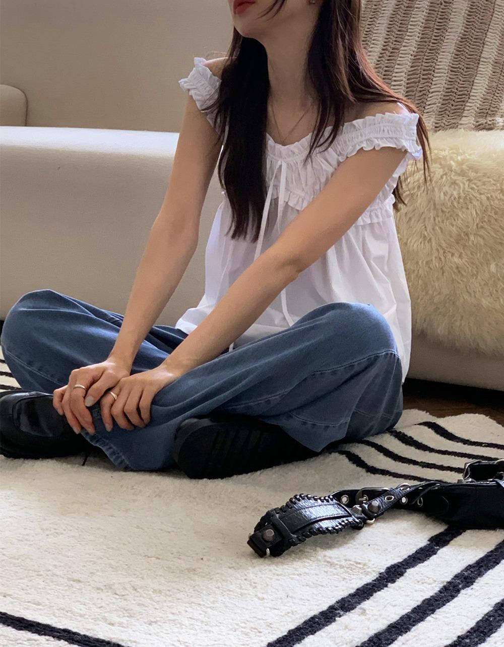 쉬렌 셔링 프릴 blouse