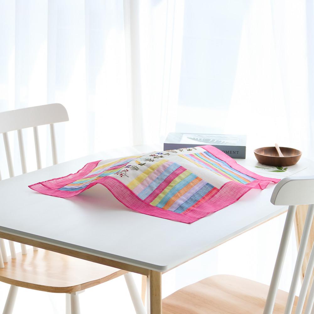 모시 꽃자수 무지개 밥상보 전통 음식 밥상 덮개