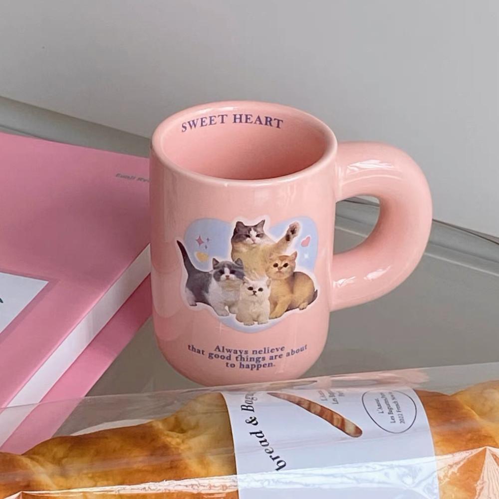 [모모피너츠] y2k 고양이 뭉툭 머그컵 홈카페 컵 선물 학교 직딩 사무실 머그