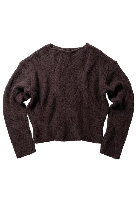 Alpaca Classic Cable  Sweater, Prune