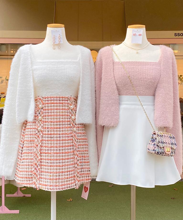 [무료/당일출고]앙고라 퍼니트+가디건 투피스세트 4color