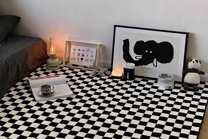 포인 체커보드 러그 카페트