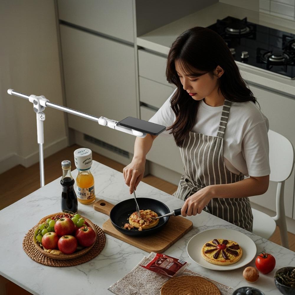 라이트밸런스 5초세팅 맥세이프 탑뷰 수직 촬영 거치대 항공샷 유튜브 촬영 핸드폰 스탠드 누워서 침대 거치