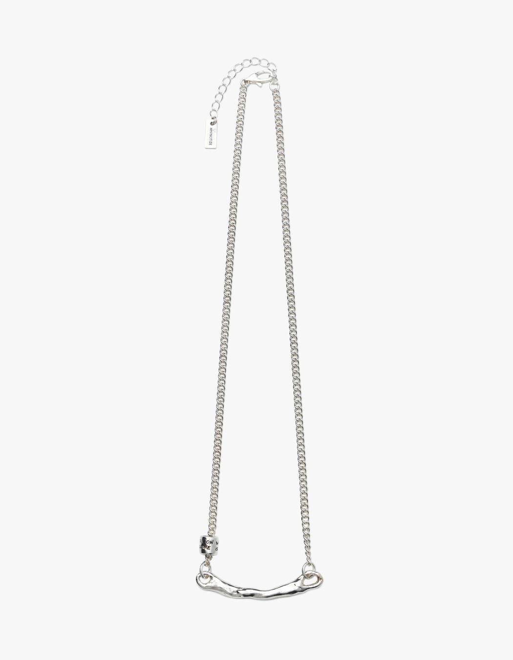 Lettering  Ring Point Molten Stick Necklace_Thick - White Silver