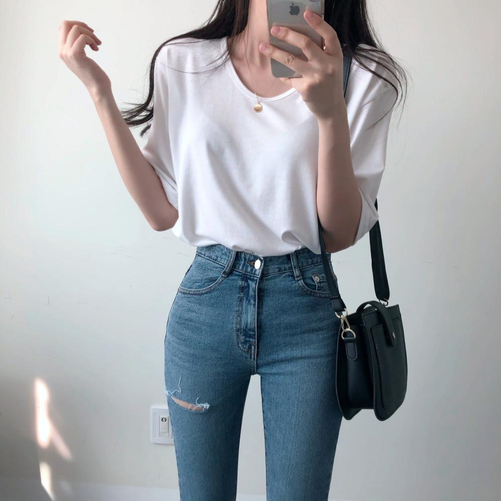 (국내제작 부드러움) 찰랑 데일리 기본 반팔 티셔츠