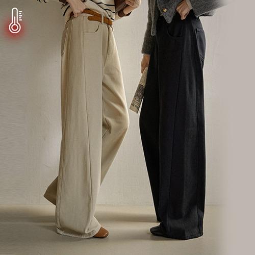 P31683 본딩기모 트윌 라인 와이드 팬츠