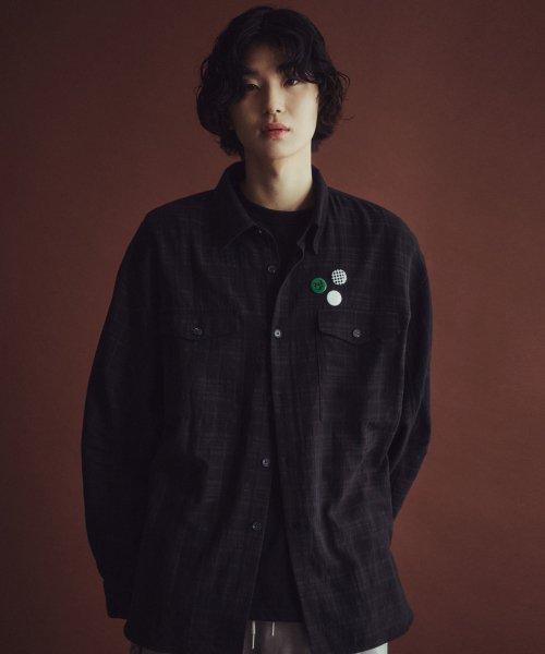 마랑 포켓 체크 셔츠_BK